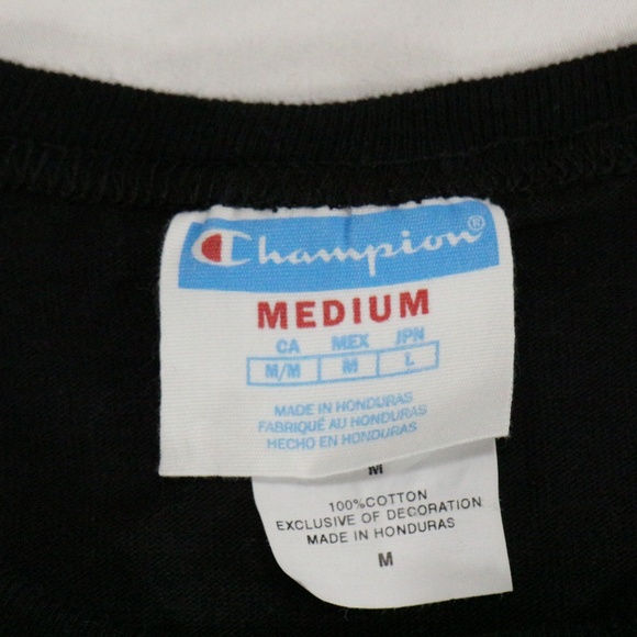 Vtg CHAMPION Oversize Patch Logo Crew T-shirt Sz Small Men Med Wmn - Picture 6 of 8